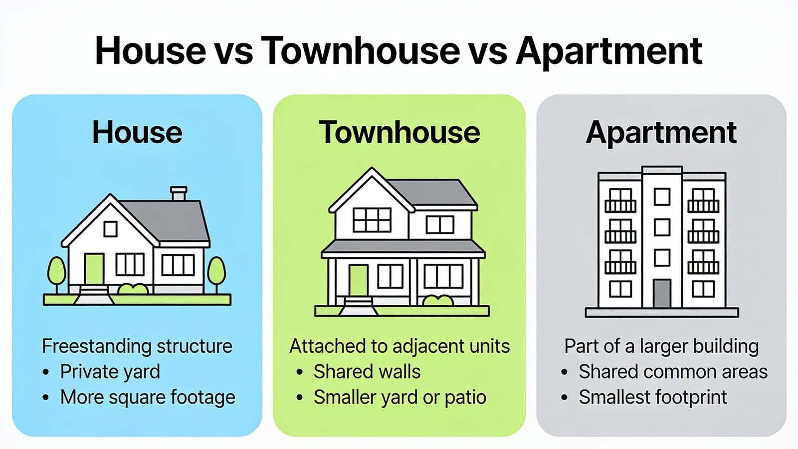 House vs Townhouse vs Apartment