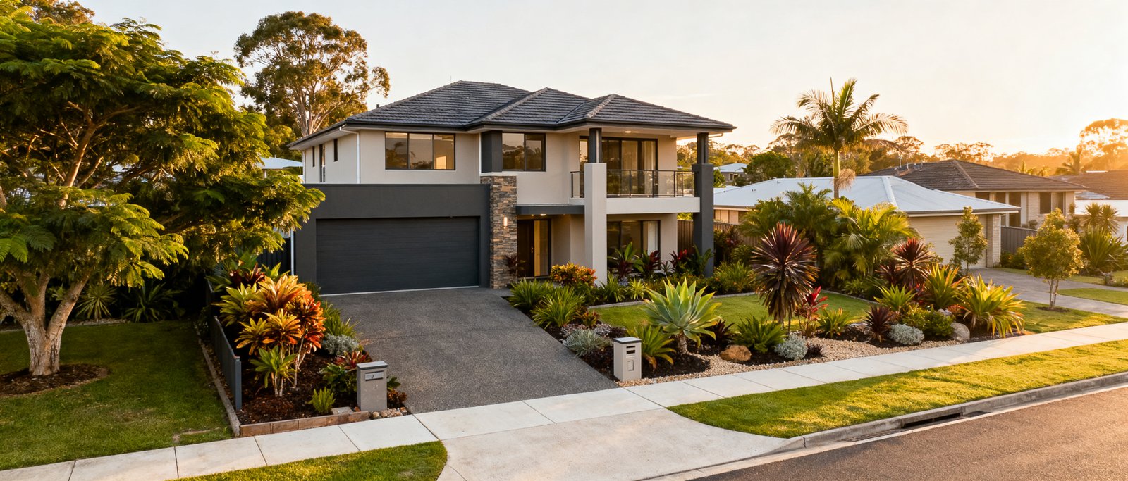 Modern Queensland streetscape representing a property search