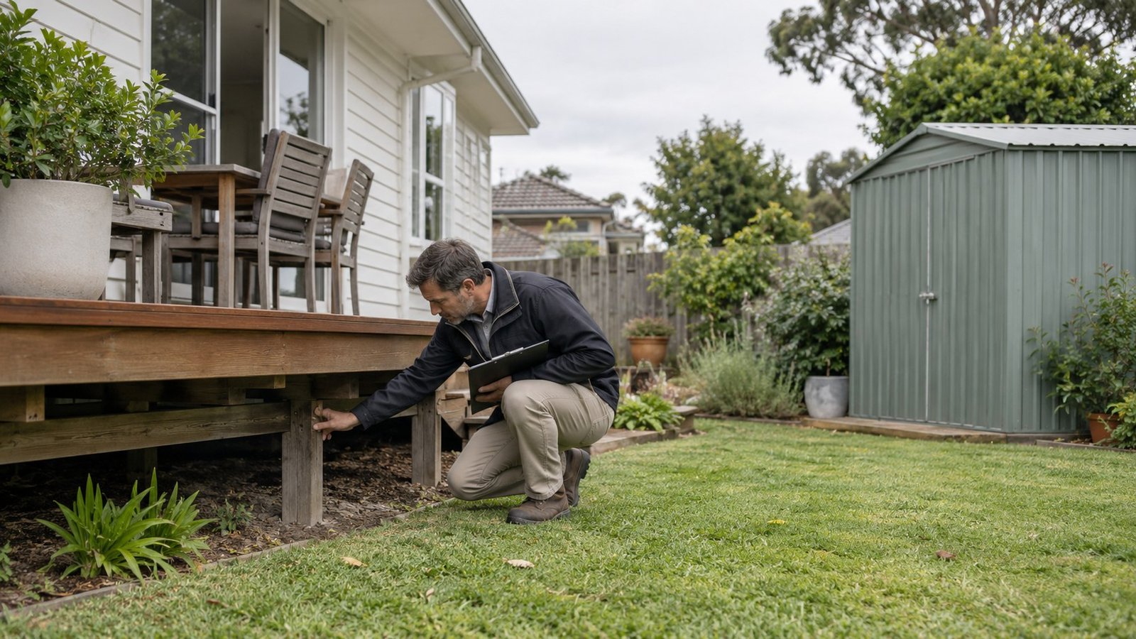 Established Queensland property being checked by its owner