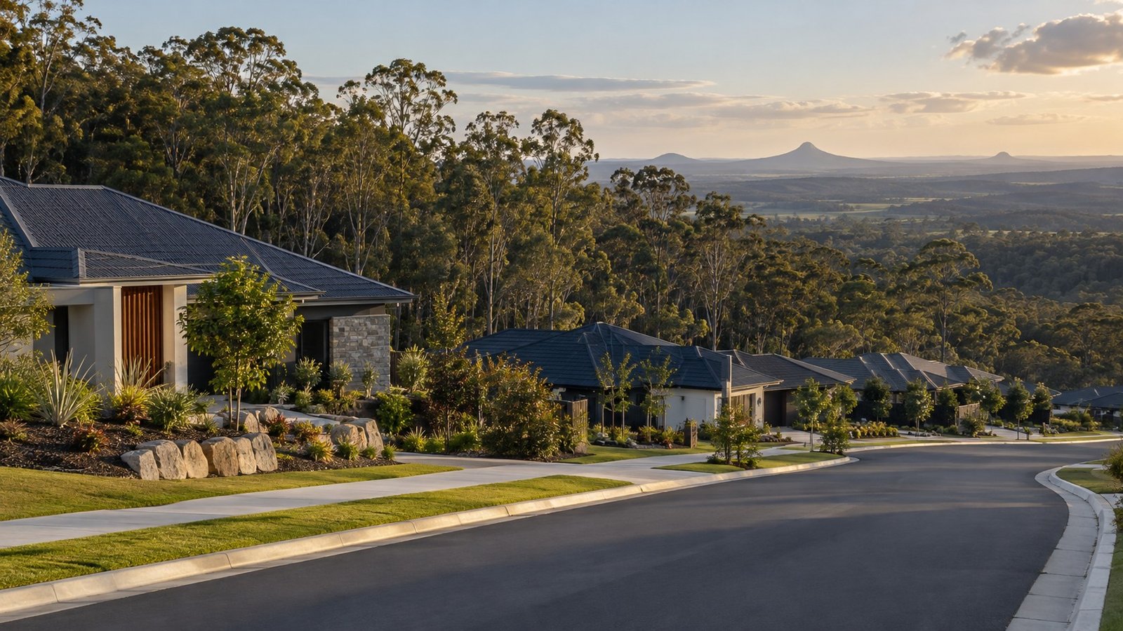 New residential estate bordered by remnant bushland in the Logan region