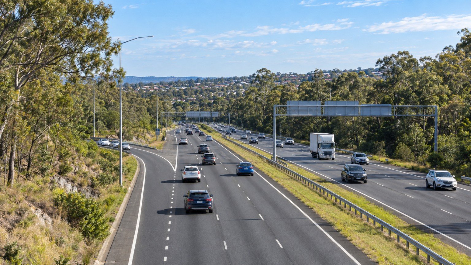 Motorway corridor and arterial road serving an outer south-west Brisbane suburb