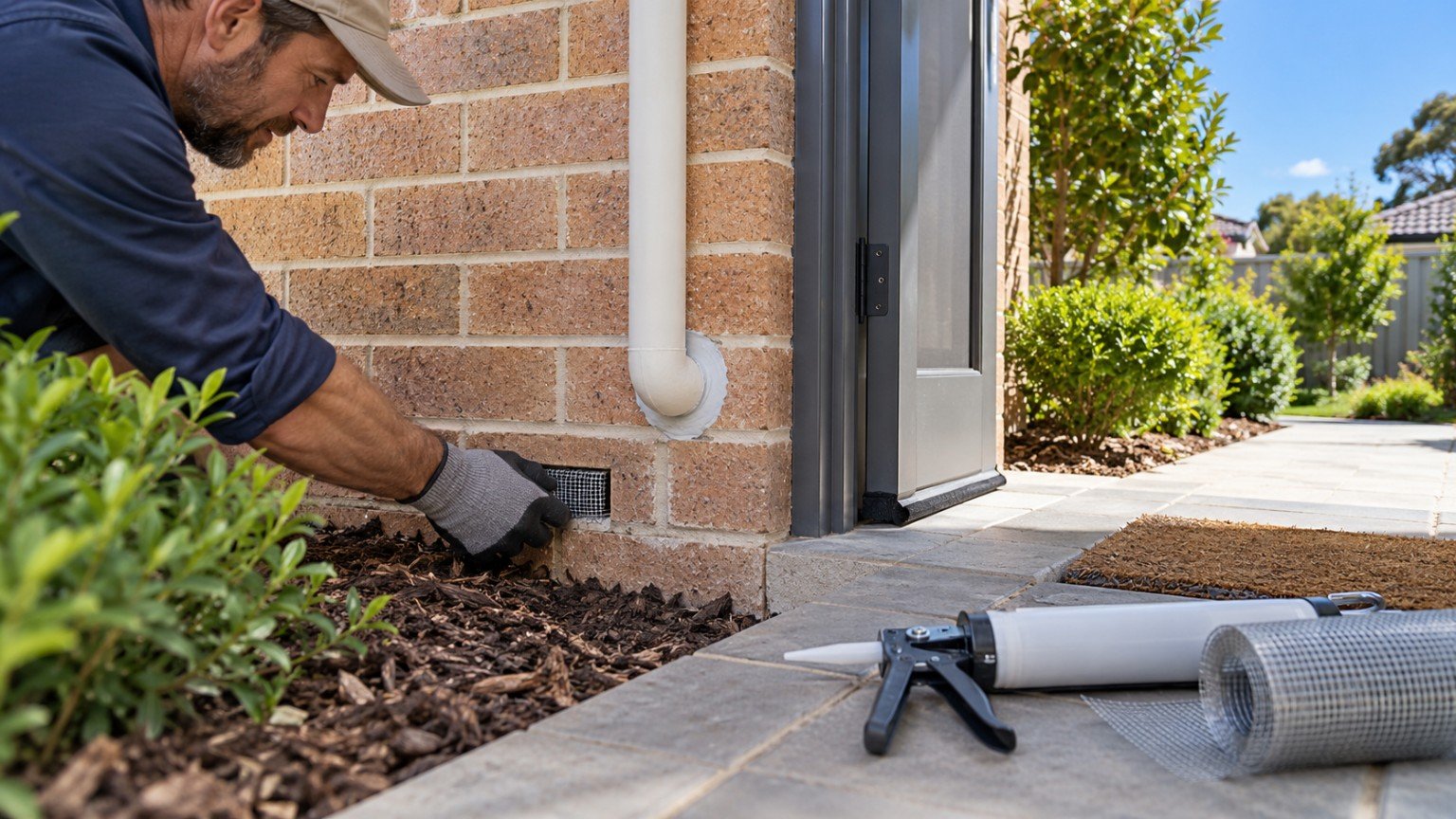 Exterior weep holes, door seals and eaves being checked before spring
