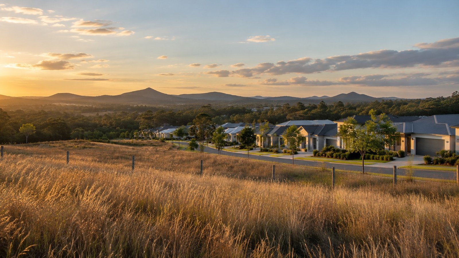 New housing estate on former rural land at the semi-rural edge of Logan