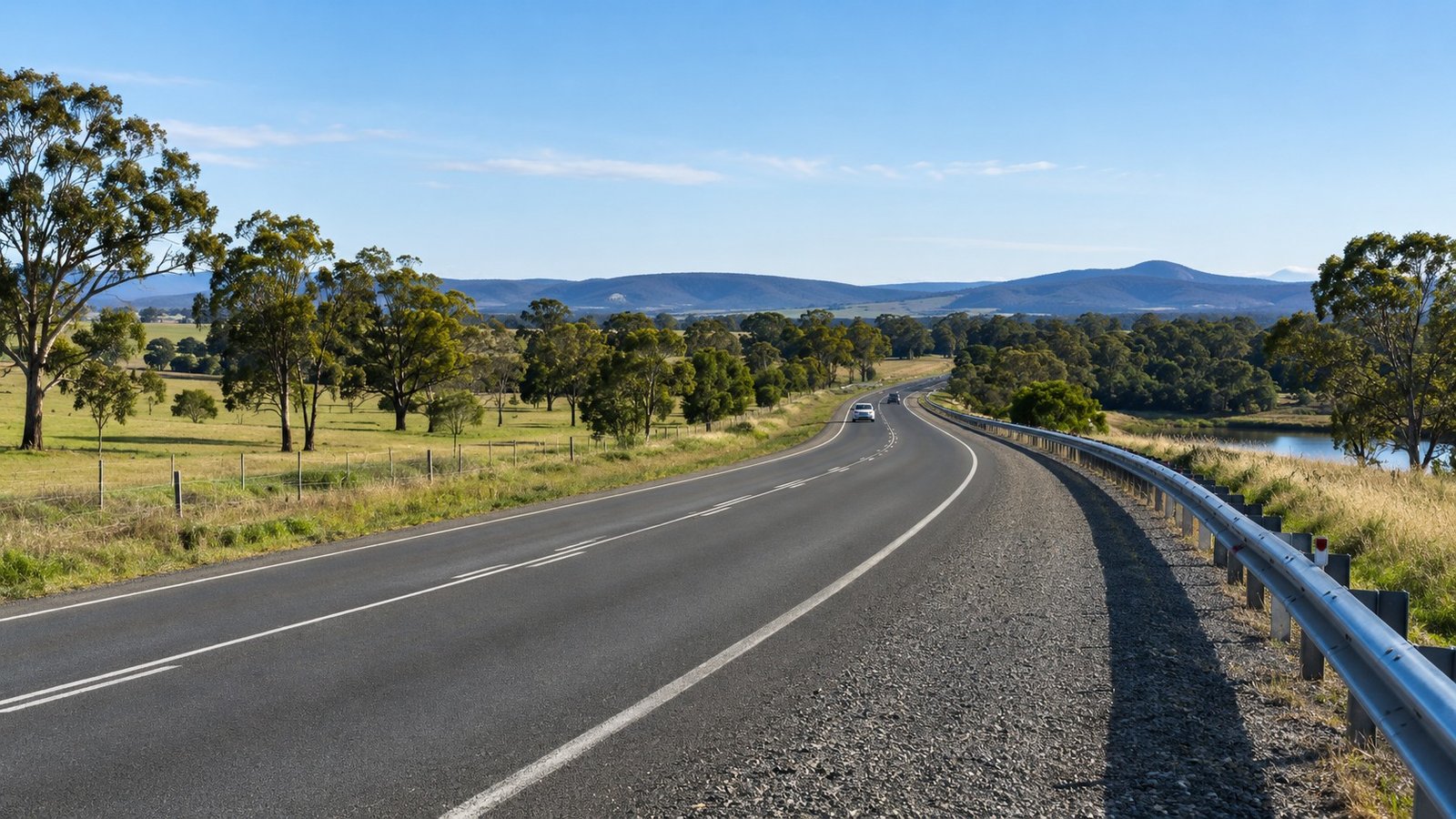 Semi-rural highway corridor with roadside vegetation in South East Queensland