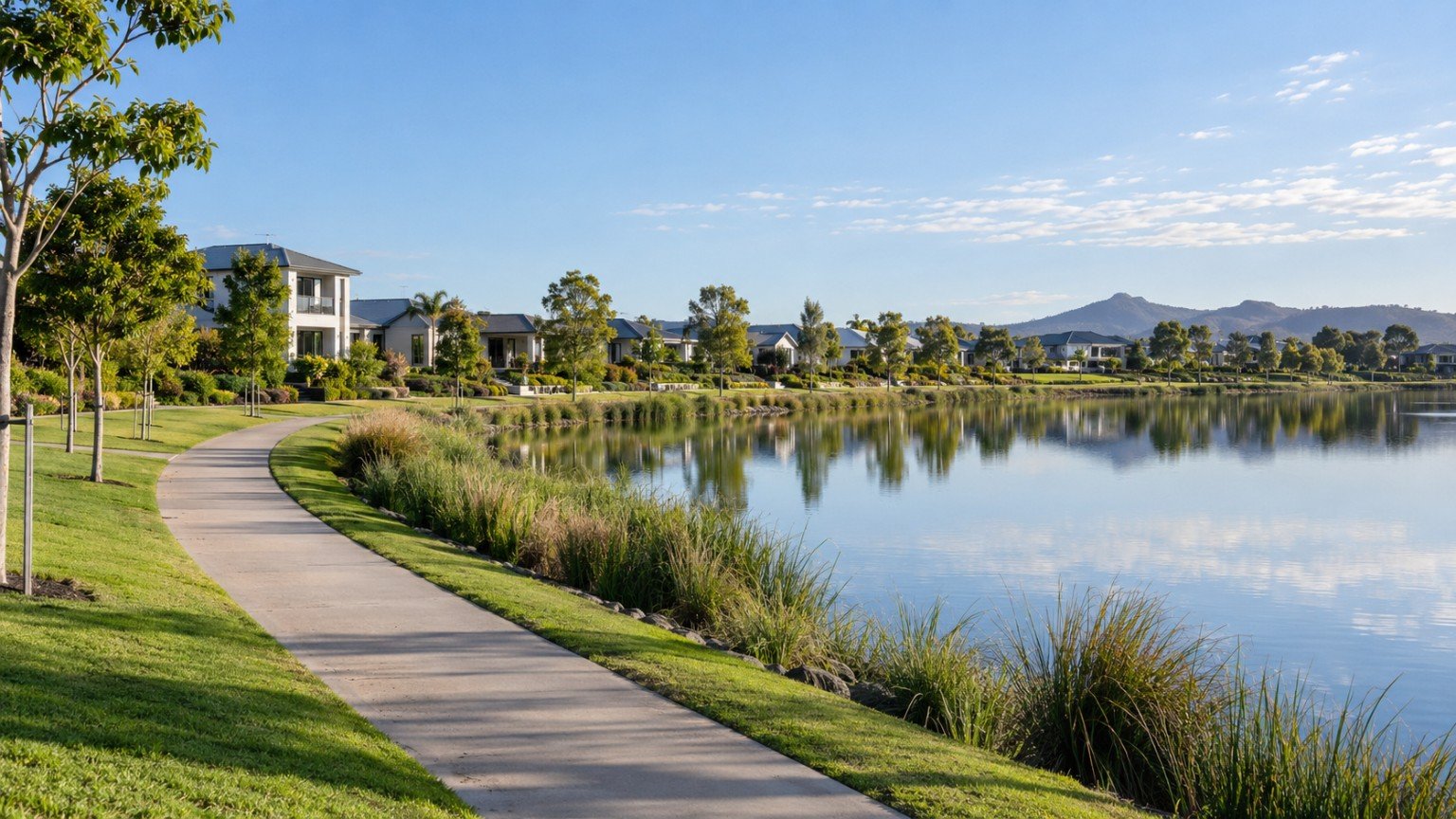 Master-planned northern community with contemporary homes, landscaped parkland and a lake