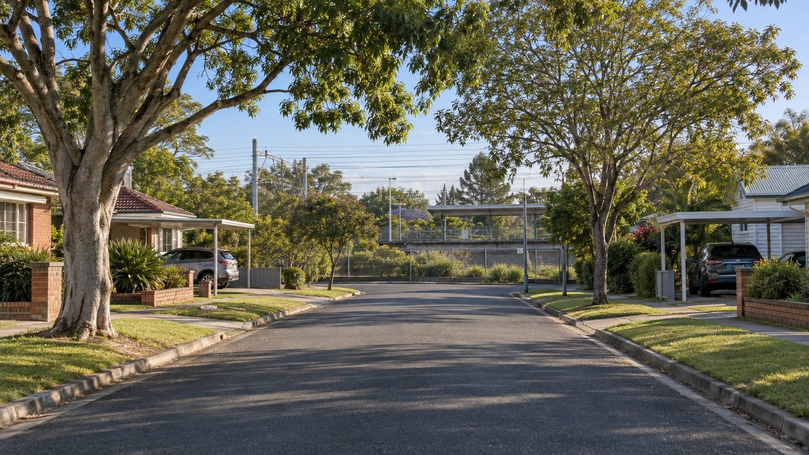 Established south Brisbane residential street beside a suburban rail corridor