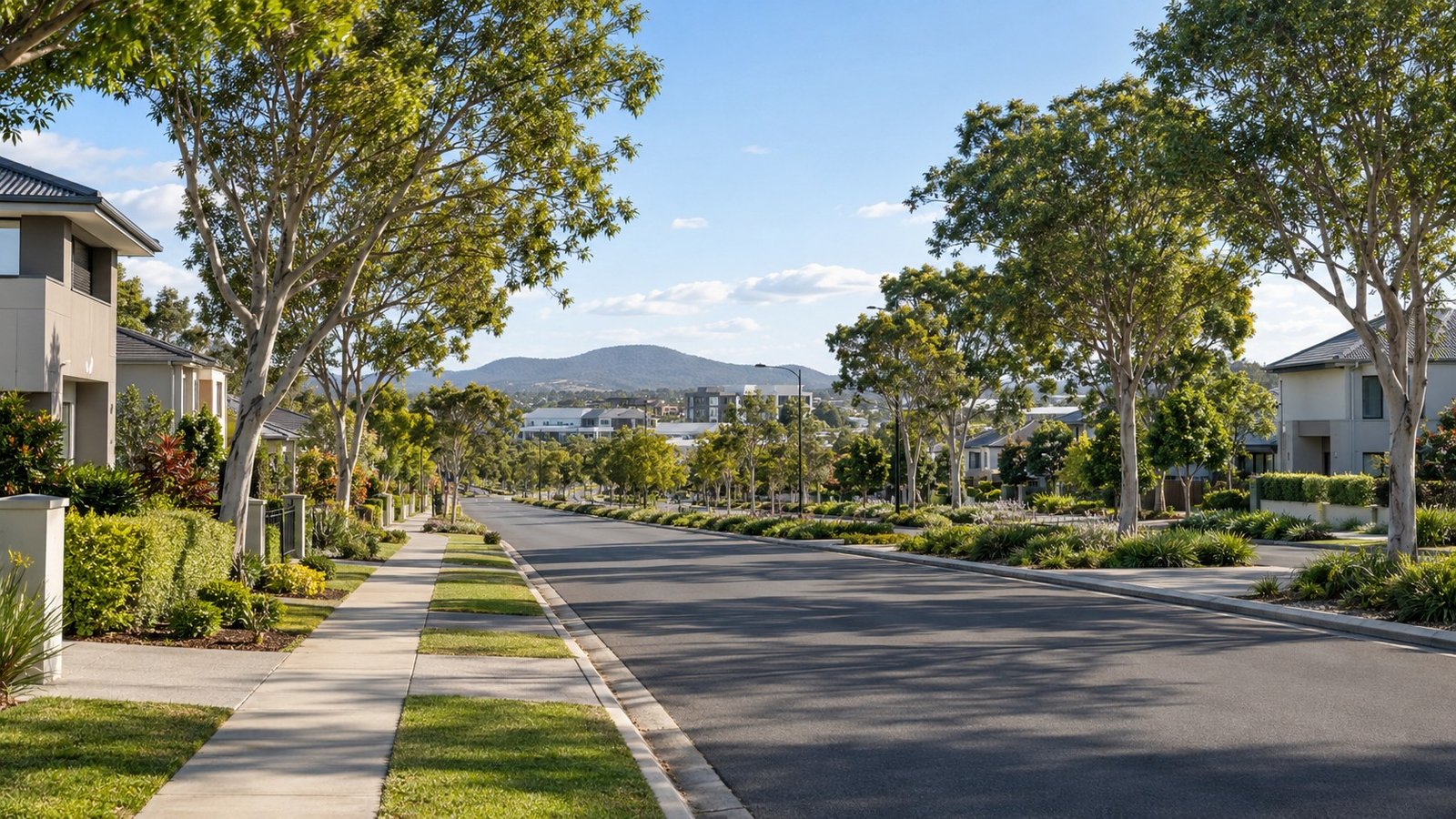 Contemporary homes and landscaped streetscape in a master-planned Greater Springfield neighbourhood