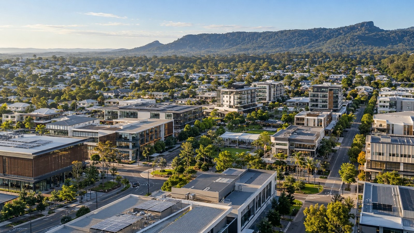 Master-planned town centre and residential streets in Greater Springfield