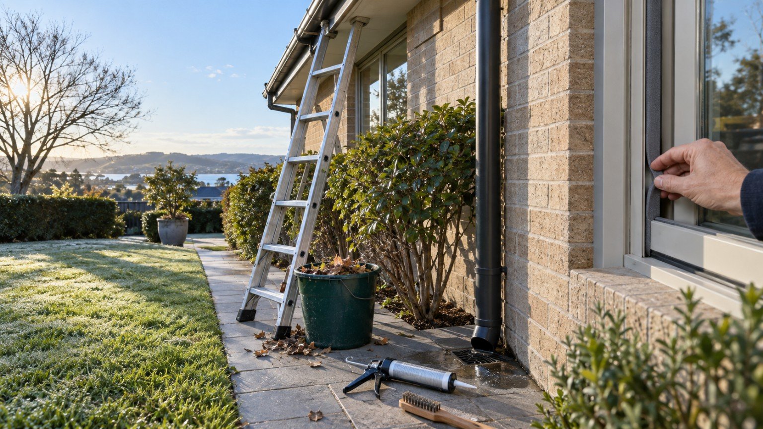 Winter maintenance being carried out around an Australian home