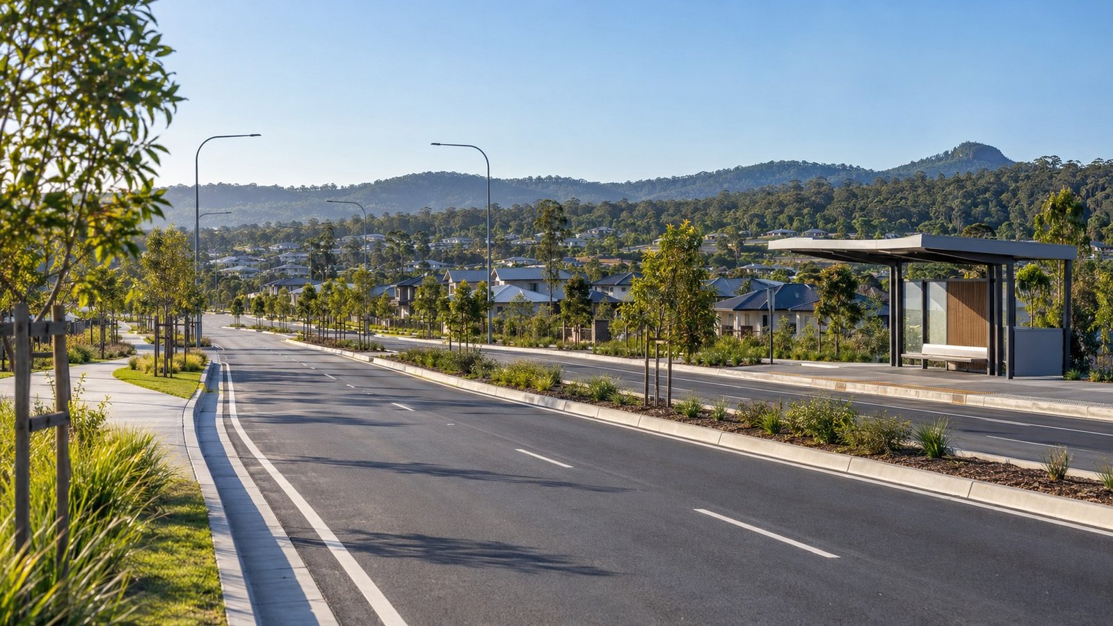 New arterial road and bus interchange serving a growing Logan community
