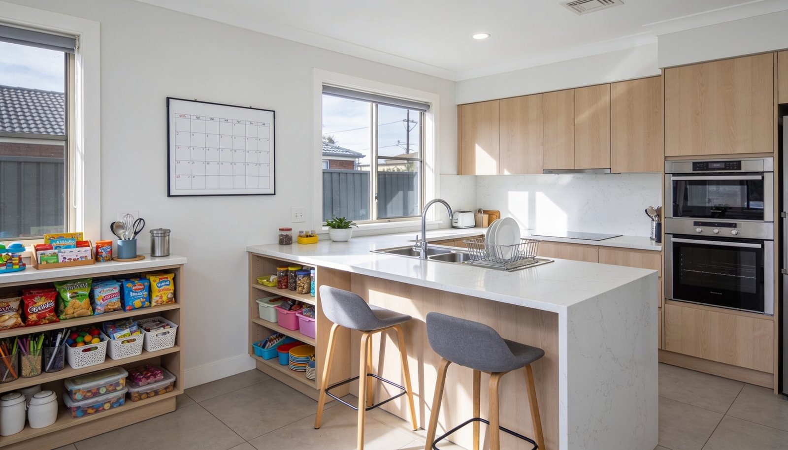 How to set up a family-friendly kitchen layout for busy mornings