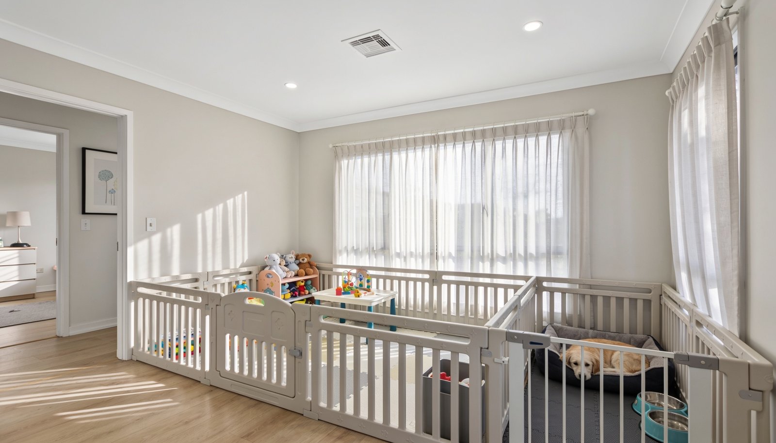 What are the best ways to keep pets and children separated in shared rooms
